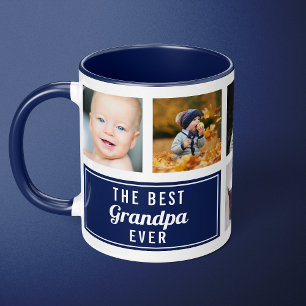 Taza La Mejor Foto Colage Azul Marino del Abuelo