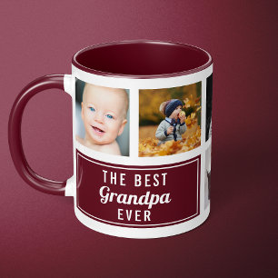 Taza La Mejor Foto Colage Burgundy de Abuelo