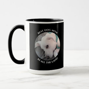 Taza La mejor foto de mamá de perro moreno blanco