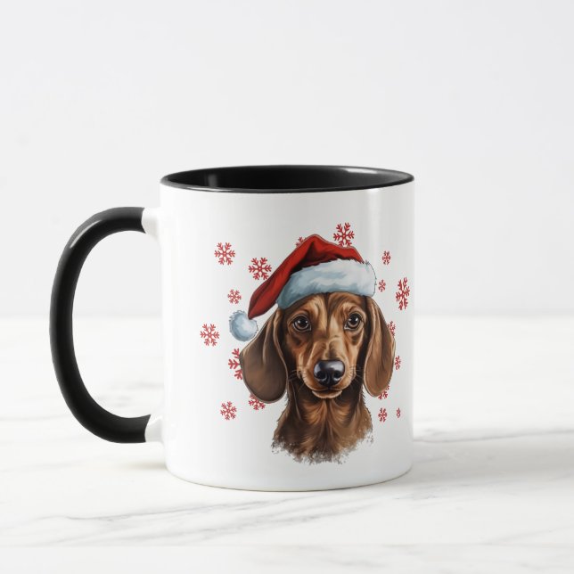 Taza La mejor madre del perro Navidades de Dachshund (Izquierda)