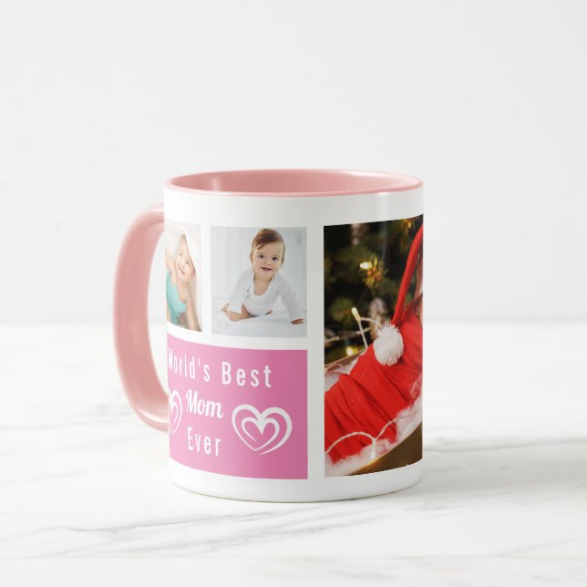 Taza La mejor mamá del Collage de fotos Personalizado r (Anverso izquierdo)
