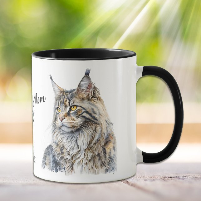 Taza La mejor mamá del gato del café del Maine (Subido por el creador)