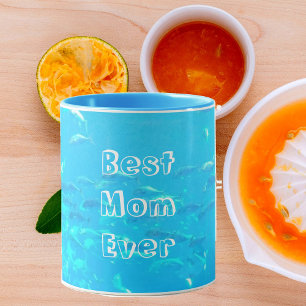 Taza La mejor mamá del mundo Escuela de peces azul acuá
