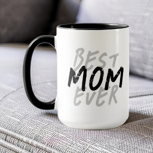 Taza La Mejor Mamá del Mundo Moderno Grunge Negro y Gri
