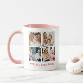 Taza 'La mejor mamá del mundo' personalizado de 8 fotos