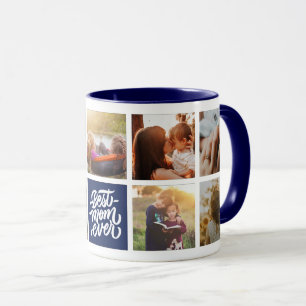 Taza La mejor mamá jamás Collage de fotos personalizado