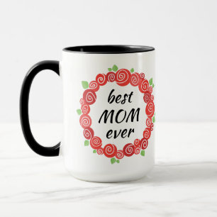 Taza La mejor mamá nunca rosas rojas corona la primaver