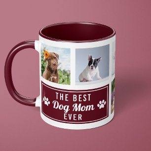 Taza La Mejor Mamá Perro del Mundo Burgundy Collage de 