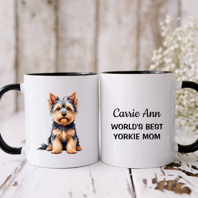 Taza La mejor mamá yorkie del mundo con foto (Subido por el creador)
