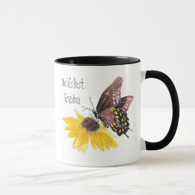 Taza La mejor mariposa de las abuelas del mundo, jardin (Derecha)