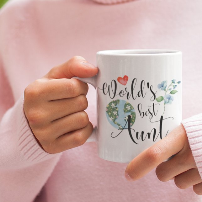 Taza La mejor tía de la Bonito acuarela Flores Boho (Subido por el creador)