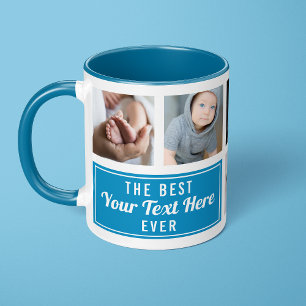 Taza La Mejor Tu Texto Aquí Nunca Azul Foto Personaliza