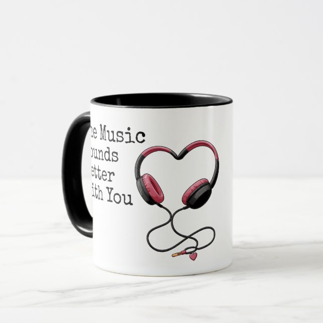 Taza La música suena mejor contigo Pareja de amor lindo (Anverso izquierdo)