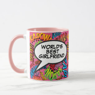 Taza La novia más divertida del mundo Retro Comic Rosa