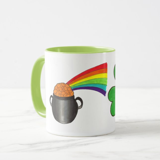 Taza La olla arcoiris del Día de San Patricio del Shamr (Anverso izquierdo)