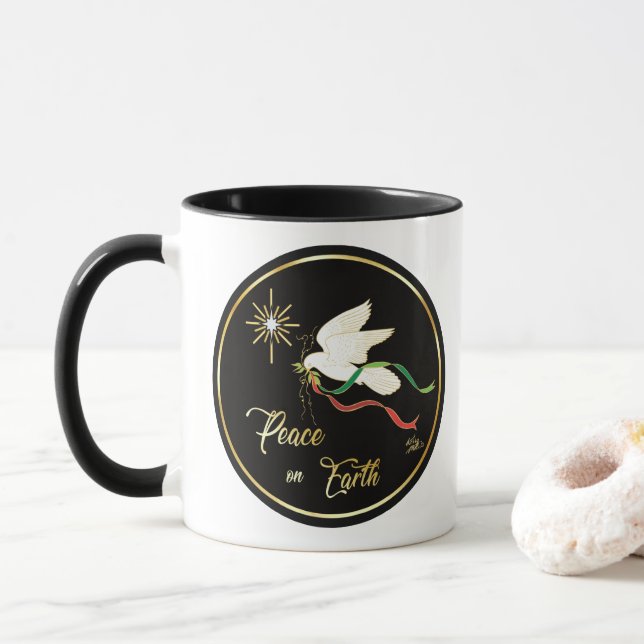 Taza La paloma blanca difunde la paz en la tierra (Con donut)
