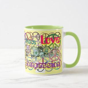 Taza La paz de los años 60: Galore, paz, amor y compasi