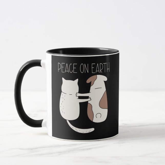 Taza La paz del gato del perro en la tumba de la Tierra (Izquierda)