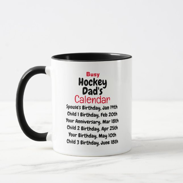 Taza La peluca del calendario de papá, un hockey ocupad (Izquierda)