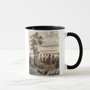 Taza La piragua compite con en el río de Bassac,