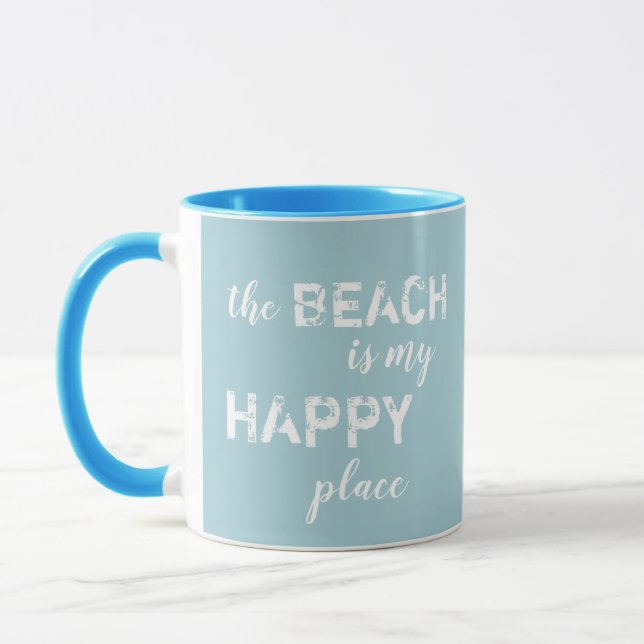 Taza La playa es mi lugar feliz café Mug Drinkware (Izquierda)
