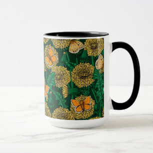 Taza La pradera de Dandelion en verde oscuro