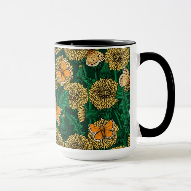 Taza La pradera de Dandelion en verde oscuro (Derecha)