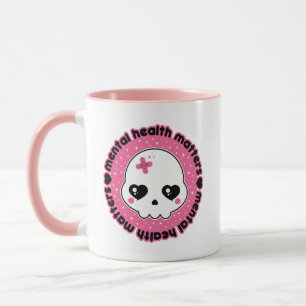 Taza La Salud Mental Importa Cráneo Kawaii