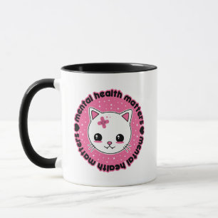 Taza La salud mental importa el gato de Kawaii