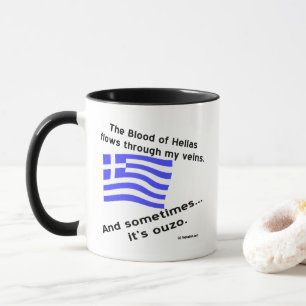 Taza La sangre de Hellas fluye mis venas y a veces Ouzo