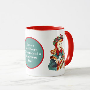 Taza La señora de Navidad retro vintage agrega mensaje