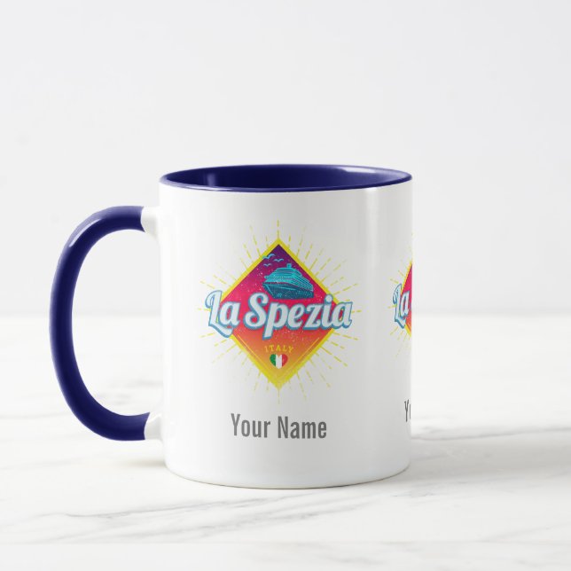 Taza La Spezia Liguria Italia barco de crucero retro vi (Izquierda)