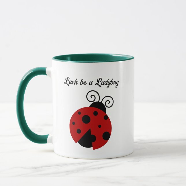 Taza La suerte de ser un Personalizado de Ladybug Cute (Izquierda)