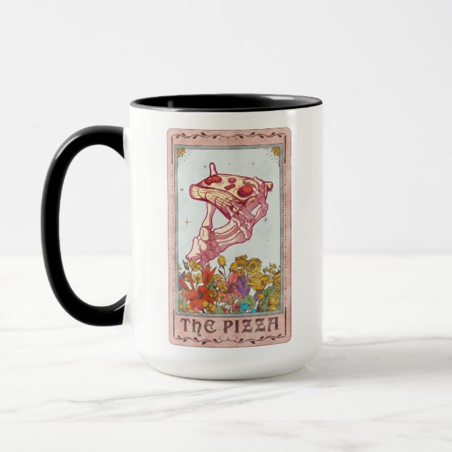 Taza La tarjeta Pizza Tarot Funny Tarot Skeleton (Izquierda)