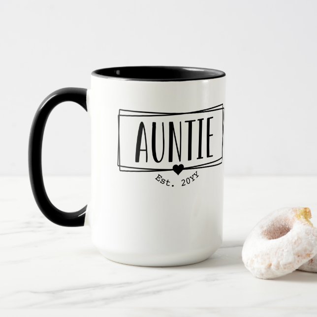 Taza La tía Est. Personalizado Tía estableció nuevos re (Con donut)