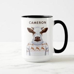 Taza La vaca del suéter del navidad el añade su