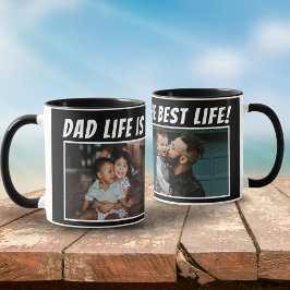 Taza La vida de papá es lo mejor de la vida 2 fotos pad