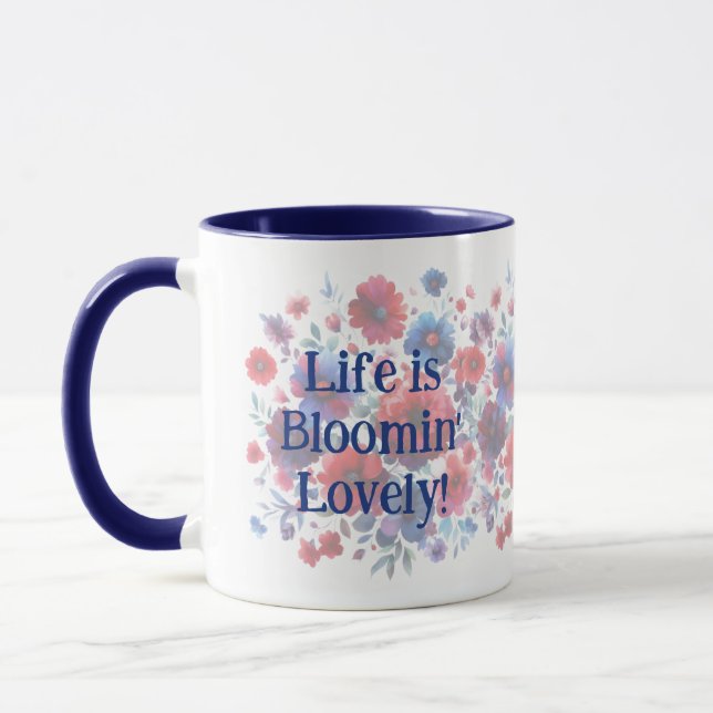 Taza La vida es Bloomin Lovely Añadir tu propia cita (Izquierda)