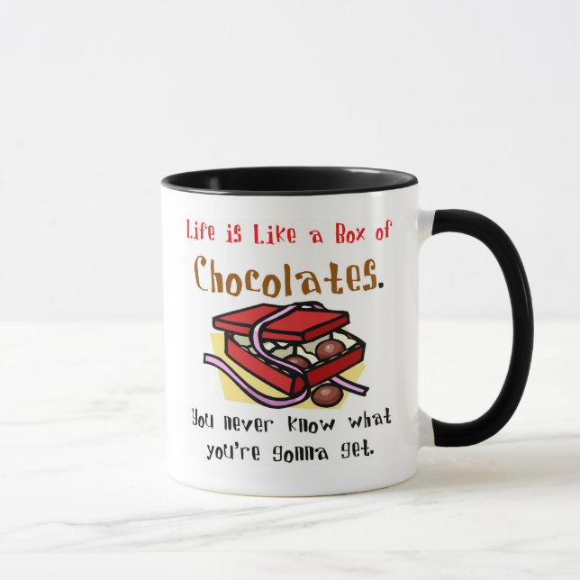 Taza La vida es como una caja de chocolates. (Derecha)