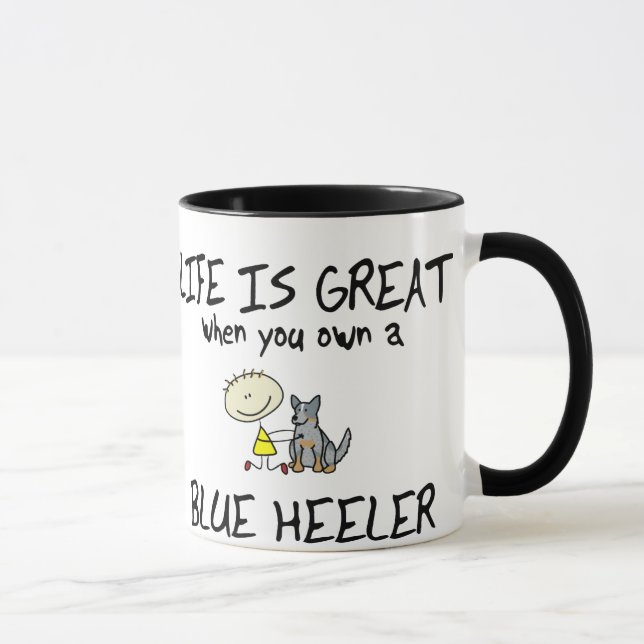 Taza La vida es gran Heeler azul (Derecha)
