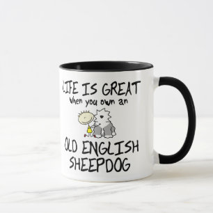 Taza La vida es gran perro pastor inglés viejo