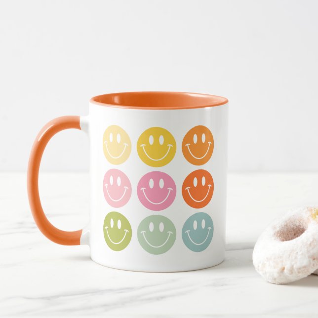 Taza La vida es Guay feliz sonriente Emoji facial (Con donut)