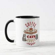 La vida es mejor con café, gatos y libros