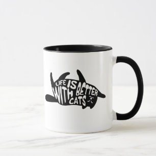 Taza La vida es mejor con los gatos   Tipografía divert