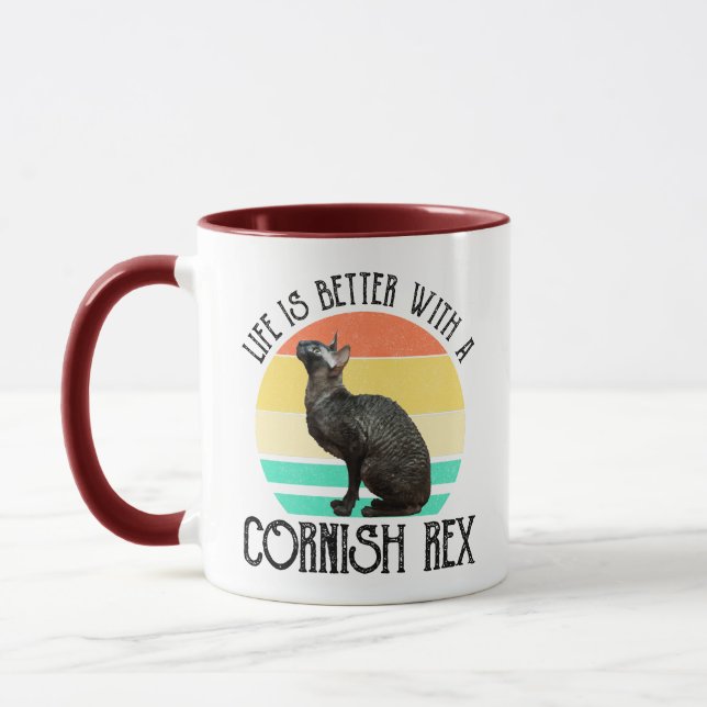 Taza La vida es mejor con un Cornish Rex (Izquierda)
