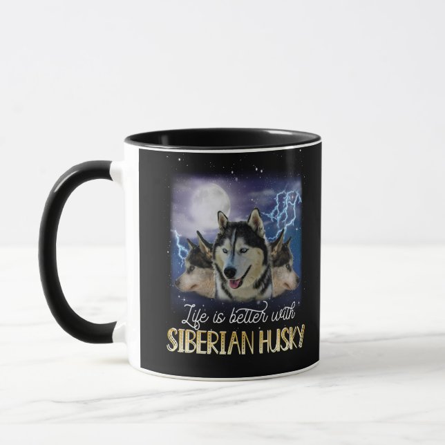 Taza La Vida Es Mejor Con Un Husky Siberiano (Izquierda)
