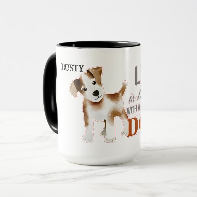 Taza "La vida es mejor con un perro" con un Personaliza (Anverso izquierdo)