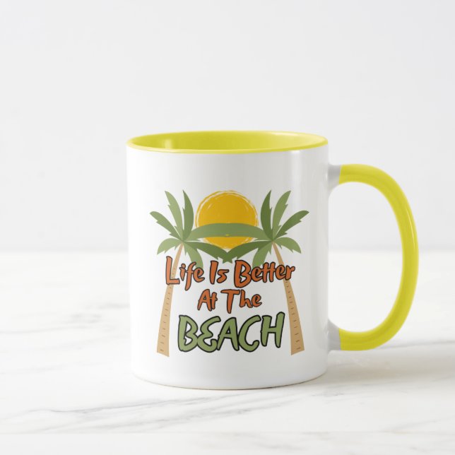 Taza La Vida Es Mejor En El Café De Playa (Derecha)