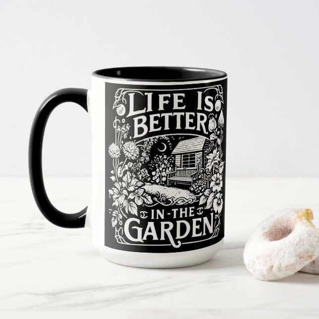 Taza La vida es mejor en el jardín (Con donut)