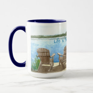 Taza La vida es mejor en el lago, las sillas Adirondack